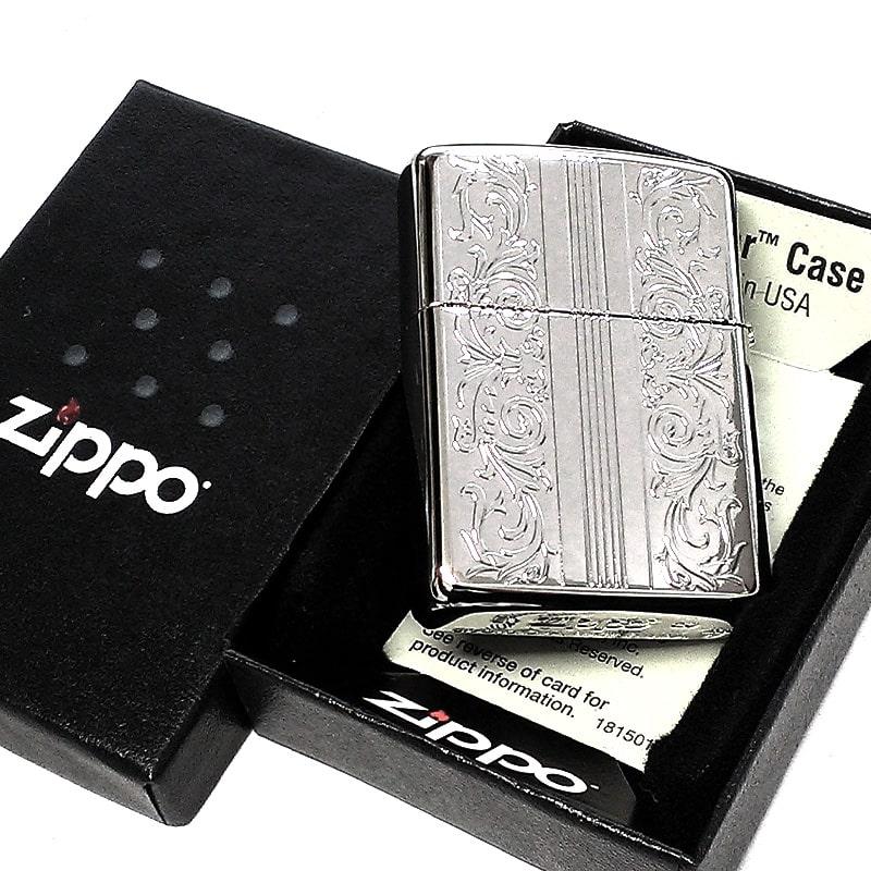 ZIPPO ジッポ アーマー ライター シェル アラベスク シルバー 貝