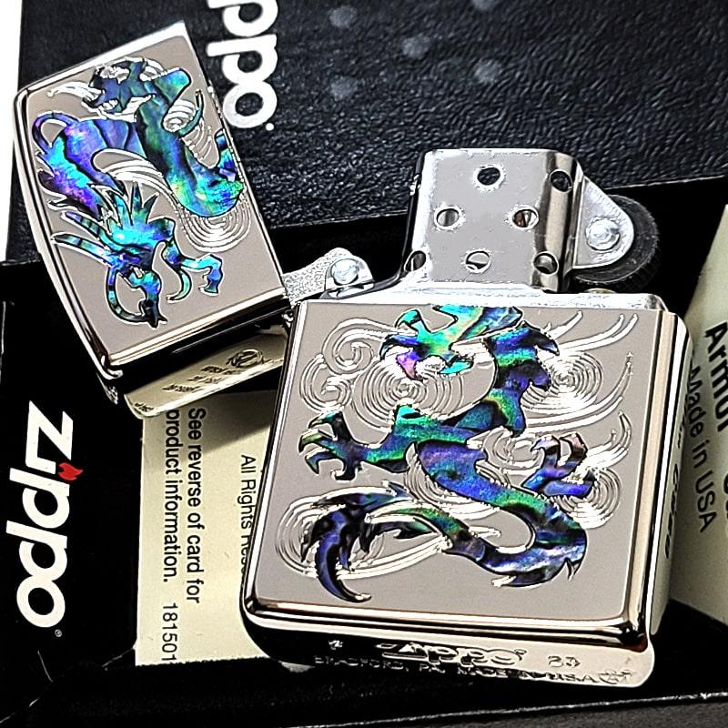 ZIPPO アーマー シェルドラゴン ジッポ ライター シルバー 天然 ZIPPO アーマー シェルドラゴン ジッポ ライター シルバー 天然