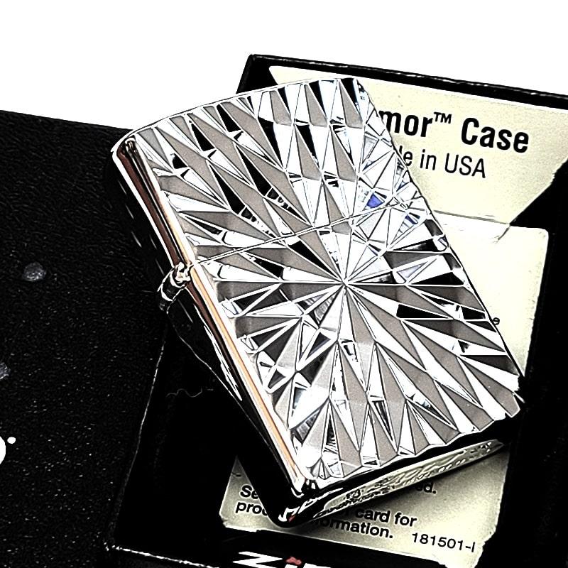 ZIPPO ライター アーマー ダイヤカット 両面加工 ジッポ 鏡面