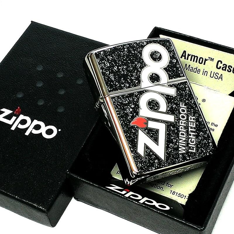 ZIPPO アーマー ライター ロゴデザイン 黒 Zippo Logo ジッポ ブラック ダブルフルカラー 両面加工 シルバー｜hayamipro｜05