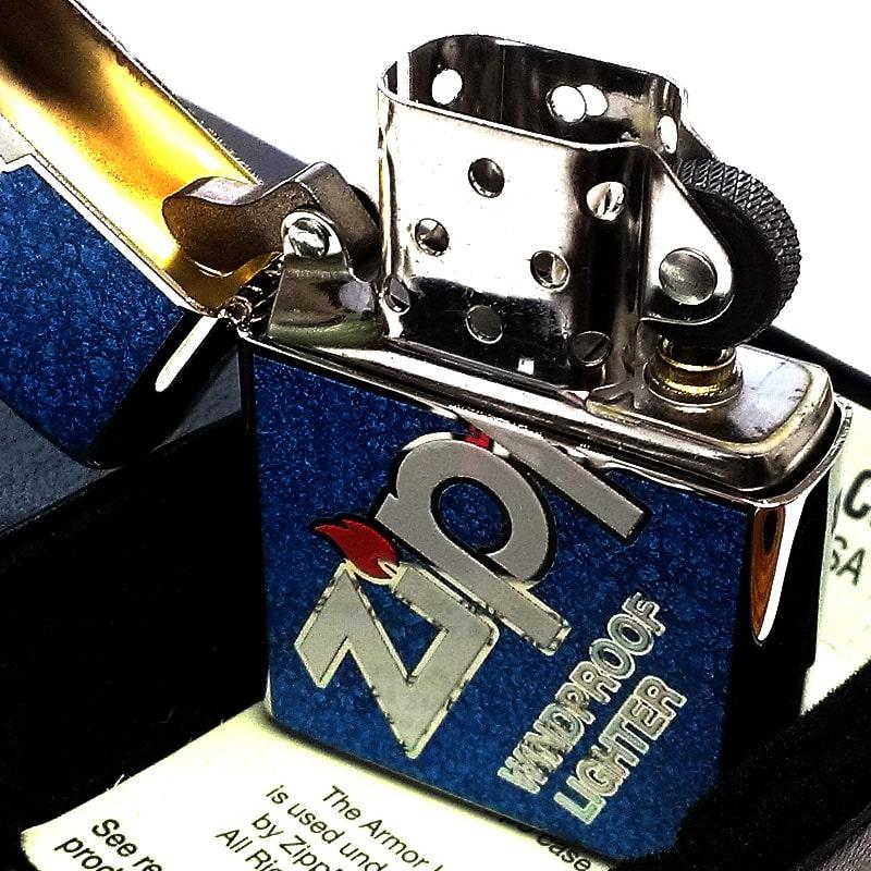 ウルフ　アーマー　サイドハンマートーン　両面加工　ジッポー　値下げ中 ZIPPO（ジッポー） アーマー ロゴデザイン ジッポ 青 Zippo Logo 両面