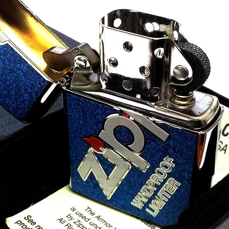 ZIPPO アーマー ロゴデザイン ジッポ 青 Zippo Logo 両面加工 ダブルフルカラー おしゃれ ブルー メンズ シルバー ギフト｜hayamipro｜04