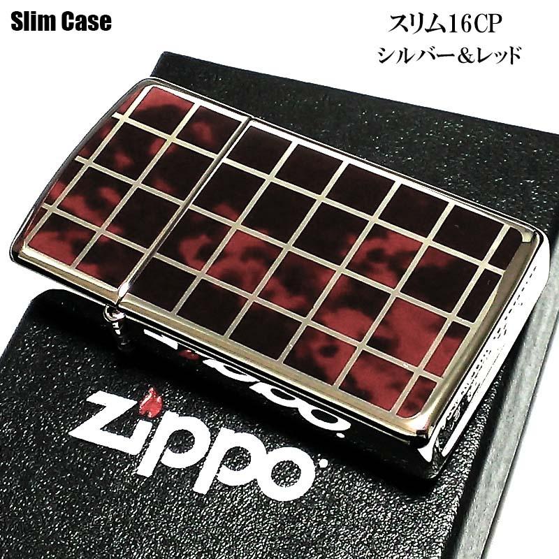 Zippo スリム ジッポ ライター コレクション 趣味 シルバー レッド チェック おしゃれ マーブル柄 メンズ かっこいい マーブル柄 おしゃれ 16cp Svrd レディース 女性 Zippoタバコケース喫煙具のハヤミ