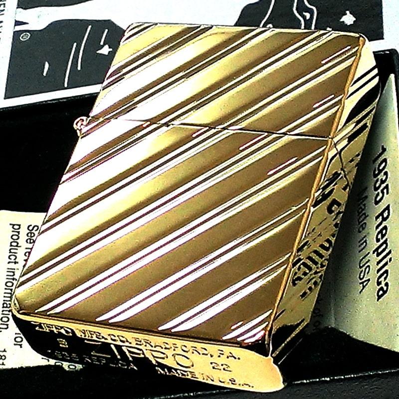 レプリカ ZIPPO ライター 1935 復刻レプリカ ジッポー K24 純金メッキ