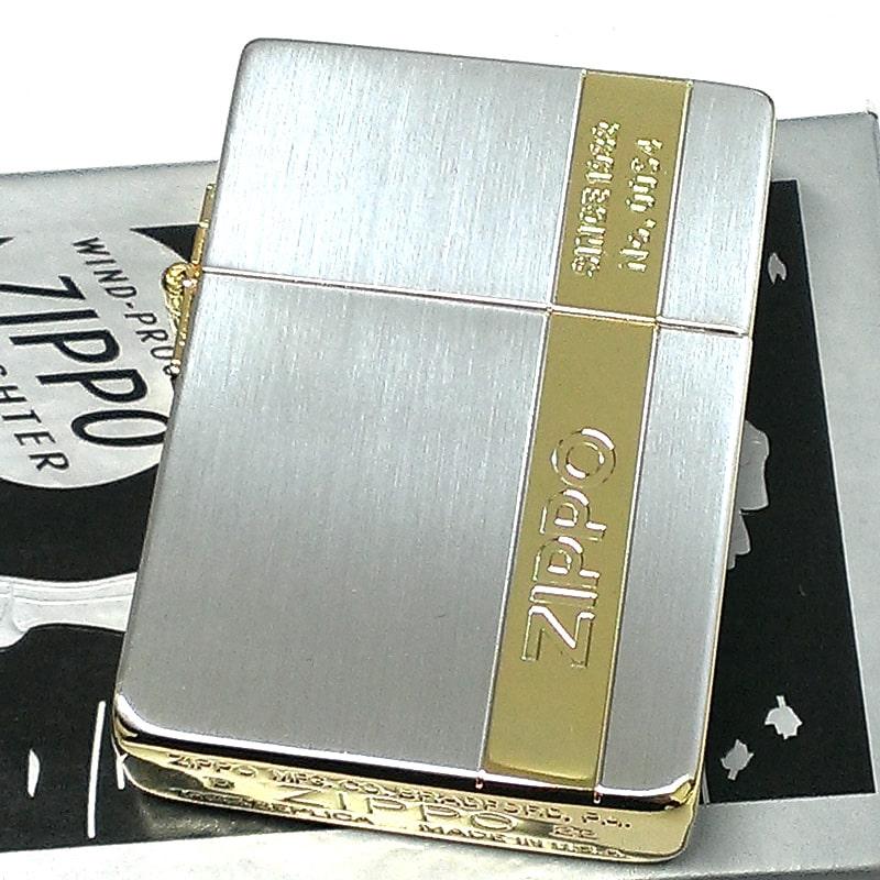 ZIPPO 限定 1935 復刻レプリカ ジッポライター シルバー ゴールドライン シリアルナンバー 両面加工 メンズ プレゼント ギフト