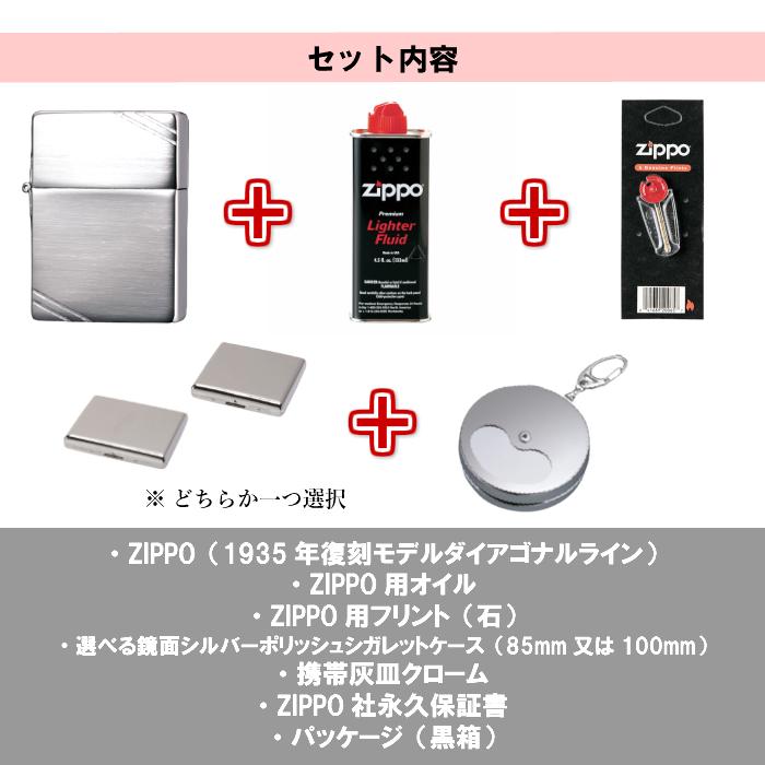 レプリカ ジッポ セット 石 タバコケース 携帯灰皿 オイル 1935復刻  