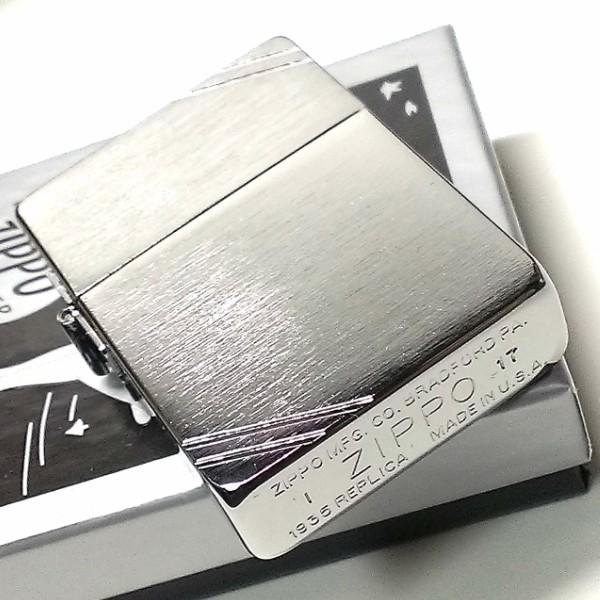 ZIPPO ライター ジッポ 1935 復刻レプリカ シルバーサテン ダイアゴナルライン 両面 3バレル シンプル アンティーク 角型の画像