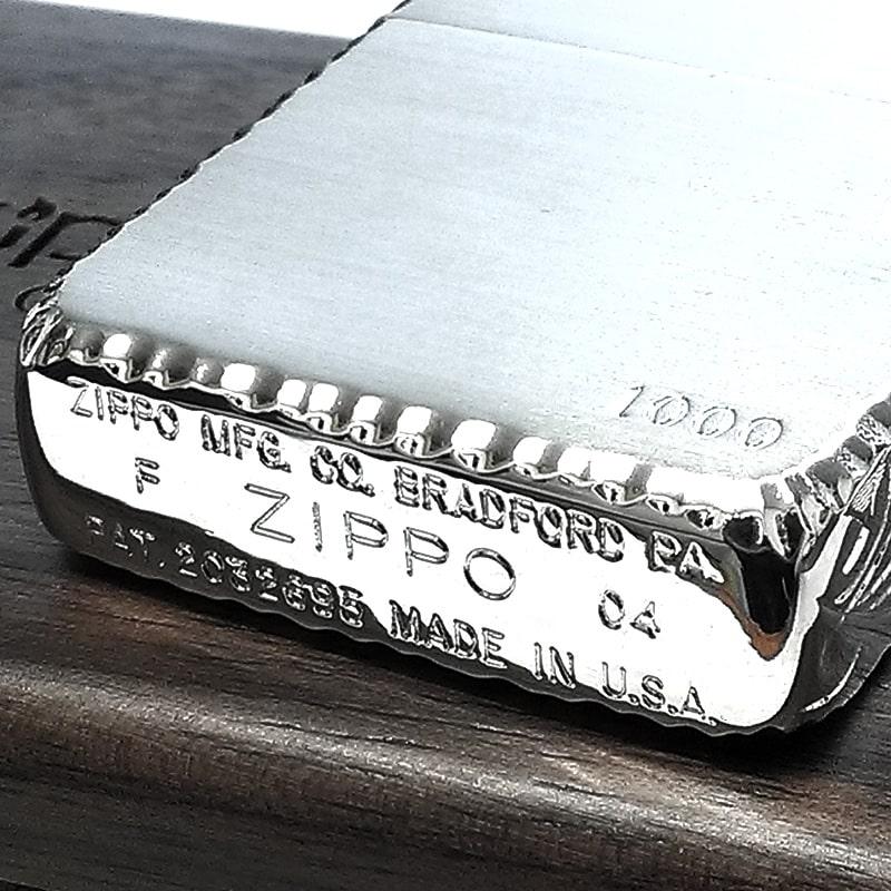 ZIPPO 一点物 1941復刻モデル レアナンバー シリアルNo.1000 限定 三面手彫り 唐草 ジッポ ライター 2004年製 絶版 廃盤 リューター彫刻｜hayamipro｜04