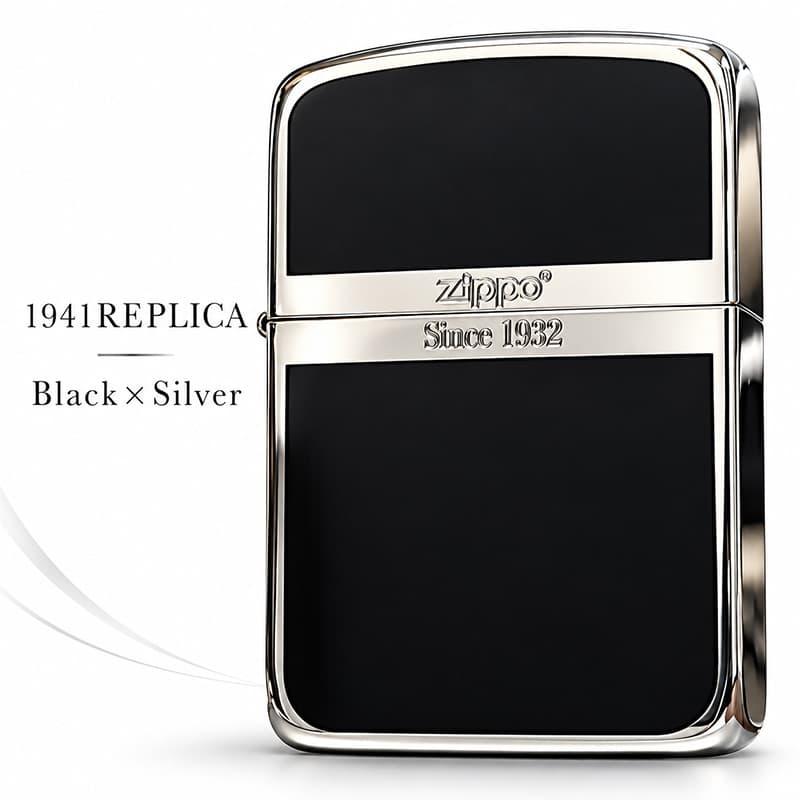 レプリカ ZIPPO ライター ジッポ 1941 復刻 シルバー＆ブラック 黒銀
