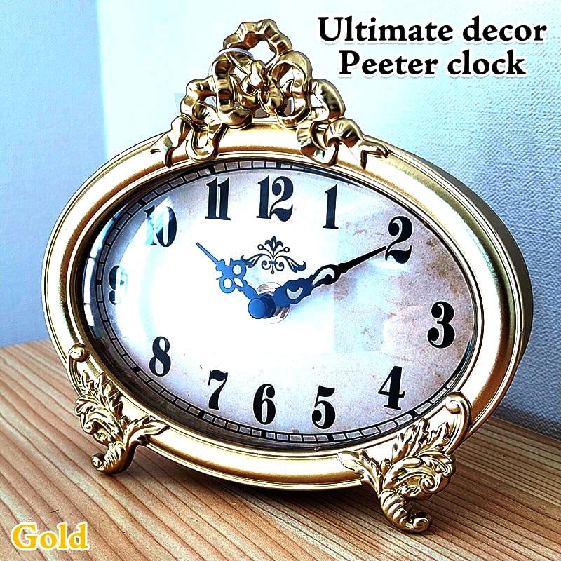 アメリカン レトロ 置時計 ピュータークロック アンティーク ゴールド