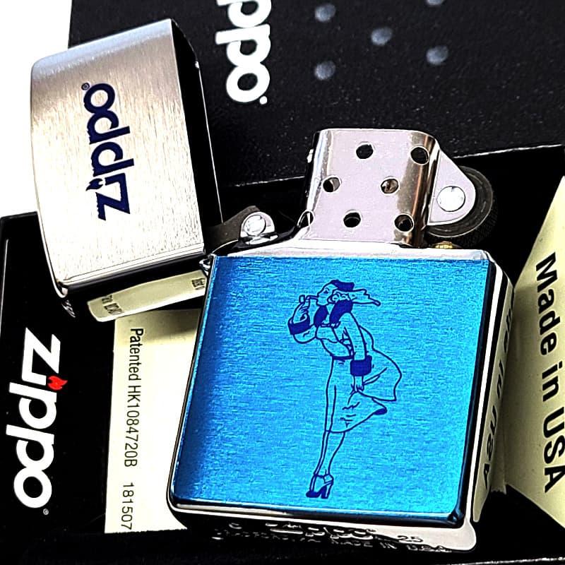 ZIPPO（ジッポー） ライター Windy シルバー×ブルー おしゃれ ジッポ 