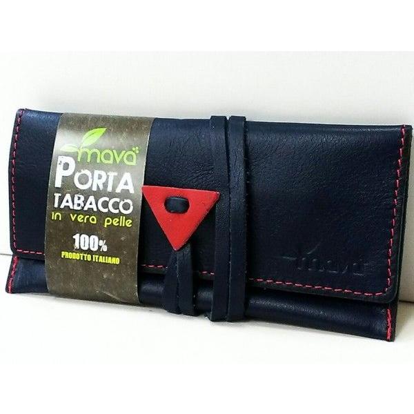 mava マヴァ 手巻きタバコ用ロールアップポーチ ネイビー 牛本革