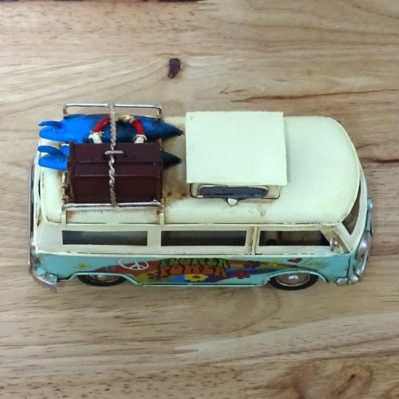 ブリキ 車 おもちゃ ビンテージカー オブジェ BLUE Trip Bus