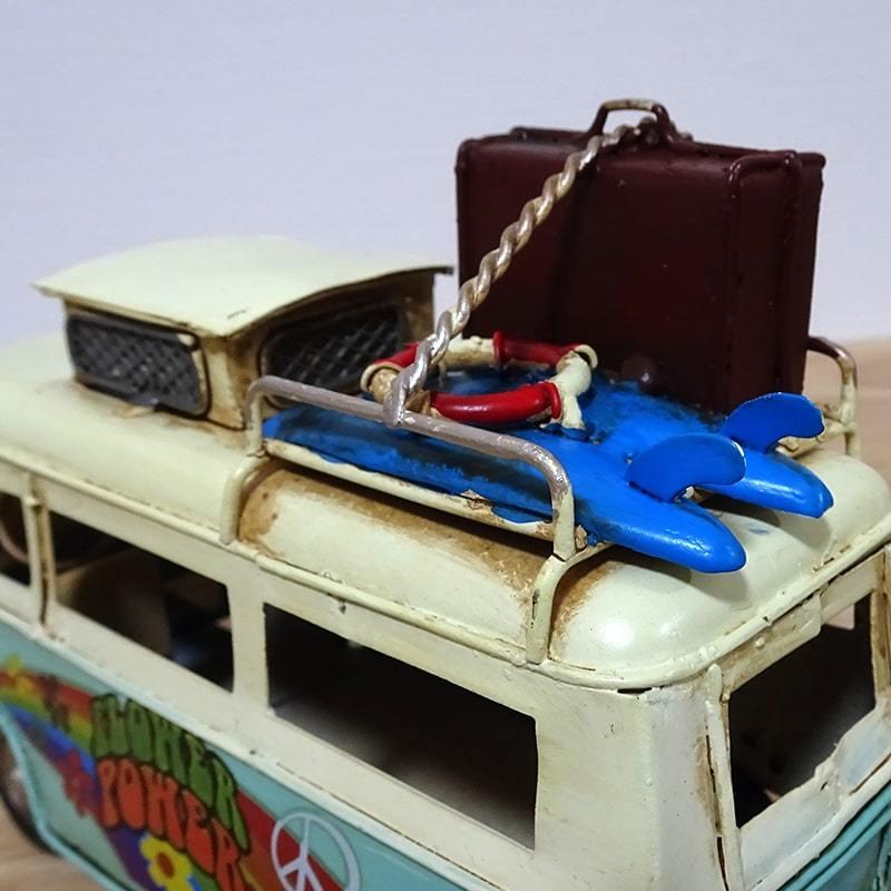 【当時物！ブリキの車】MF731 トラベリングカー 青/白 ブリキ 車 おもちゃ ビンテージカー オブジェ BLUE Trip Bus