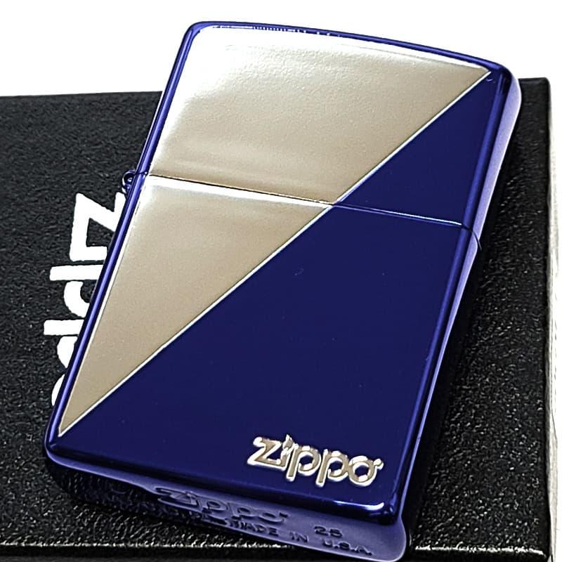 ZIPPO（ジッポー） ライター ブルー＆シルバー ジッポ ロゴ エッチング