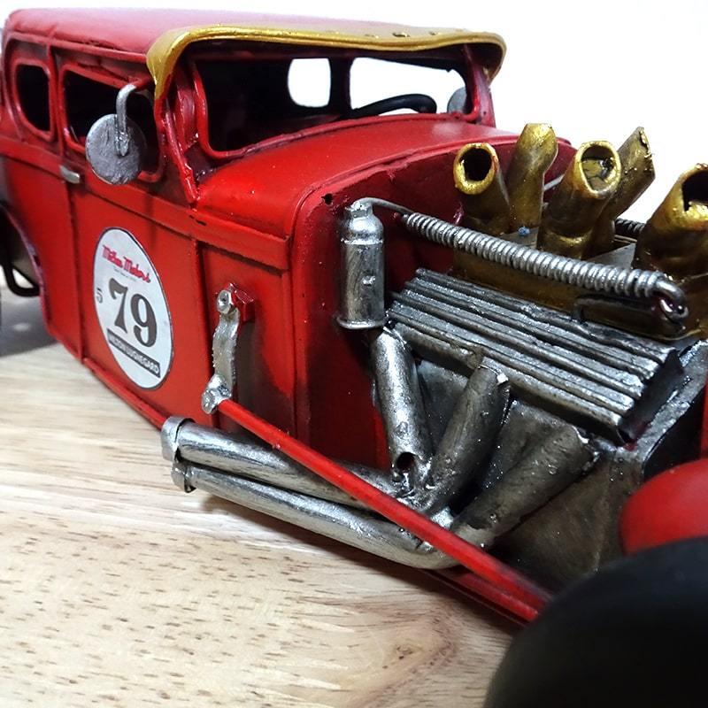 ビンテージカー スポーツカー オブジェ かっこいい ブリキ 置物 RED HOT ROD 79 おもちゃ アンティーク 車 レトロ アメリカン｜hayamipro｜04