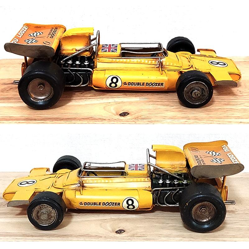 ヴィンテージカー 置物 スポーツカー アンティーク イエロー 車