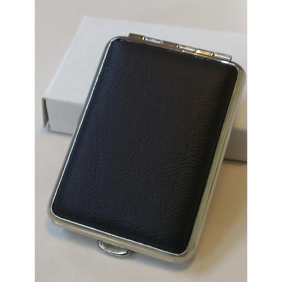 ピルボックス ドイツ製 メタル製ピルケース お薬入れ ブラックレザー ピアス入れ メンズ/レディース 2520 Zippoタバコケース