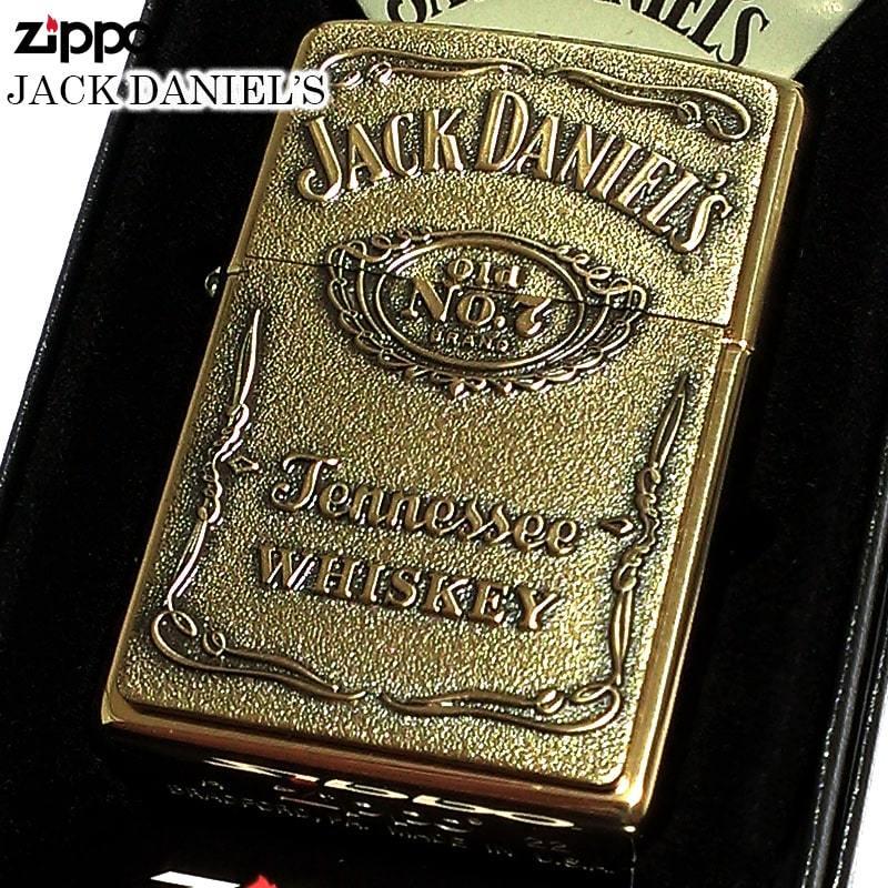 ジッポ ライター ジャックダニエル ZIPPO JACK DANIELS ブラス メタル アンティークゴールド 立体加工 かっこいい プレゼント｜hayamipro