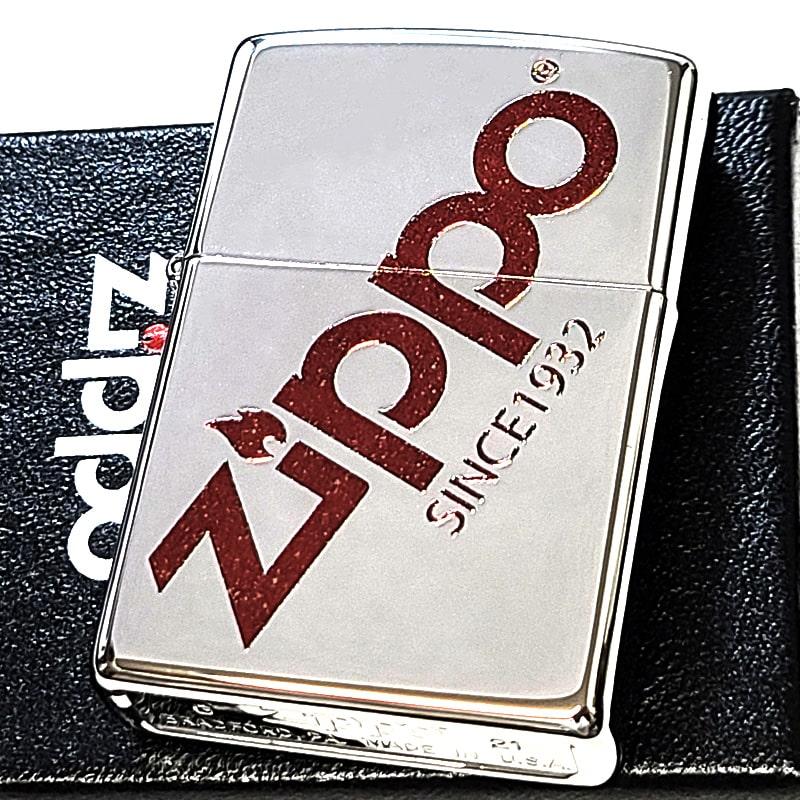 ZIPPO（ジッポー） ロゴ 鏡面 ジッポ ライター シルバー＆レッドラメ