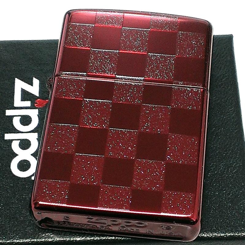 ZIPPO（ジッポー） ライター 市松模様 カラーチェック ラメ レッド 
