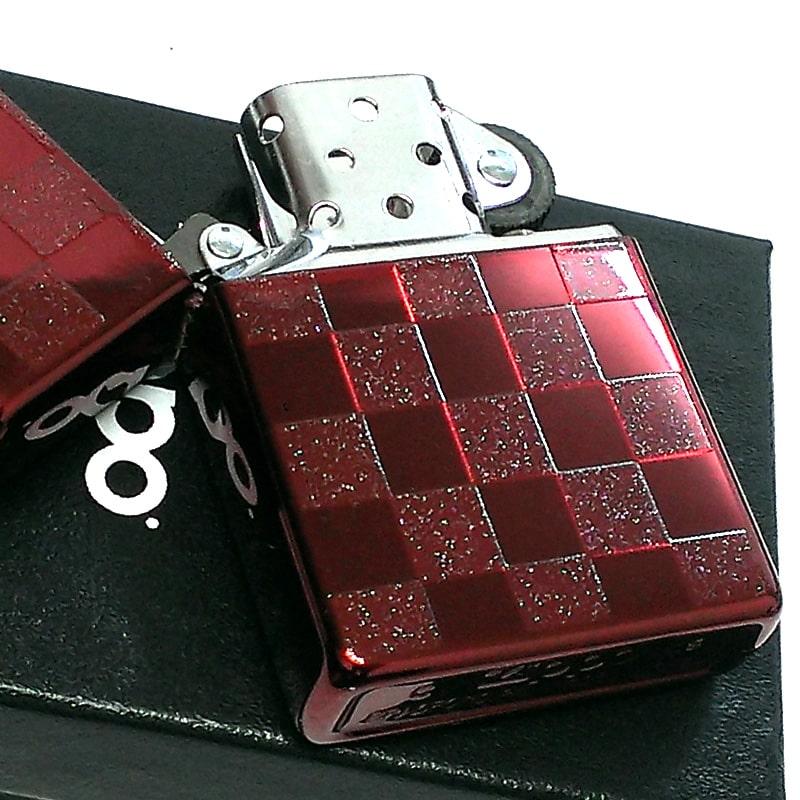 ZIPPO（ジッポー） ライター 市松模様 カラーチェック ラメ レッド 