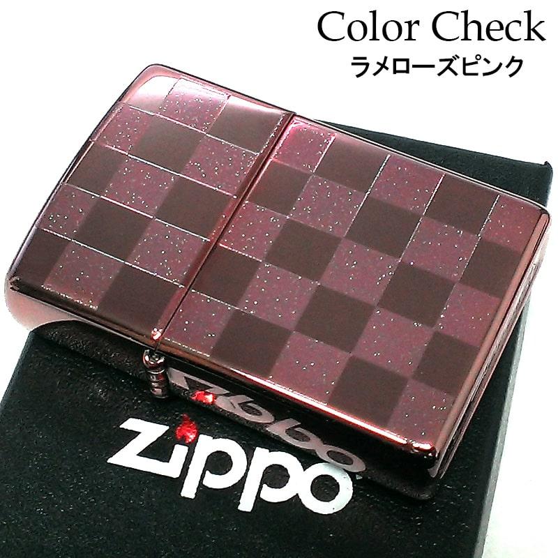 ZIPPO ライター カラーチェック ジッポ 市松模様 ローズ ピンク ラメ 両面加工 かわいい おしゃれ レディース メンズ プレゼント :25CK-ROSE:Zippoタバコケース喫煙具のハヤミ 通販 Zippo ピンク色 市松柄 市松模様