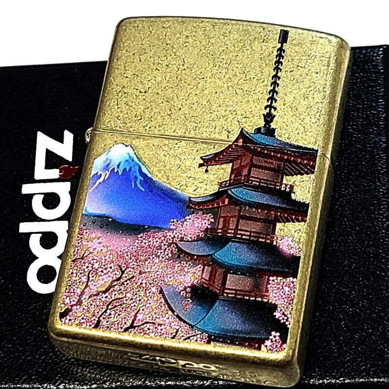 ZIPPO（ジッポー） 五重塔 ライター ジッポ 和柄 真鍮バレル 富士山 桜