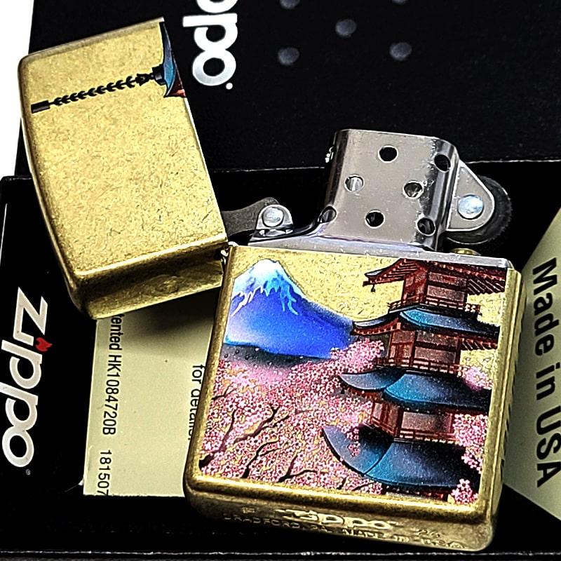 ZIPPO（ジッポー） 五重塔 ライター ジッポ 和柄 真鍮バレル 富士山 桜 
