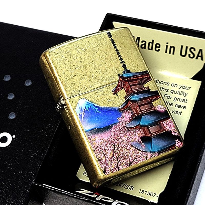 ZIPPO（ジッポー） 五重塔 ライター ジッポ 和柄 真鍮バレル 富士山 桜 