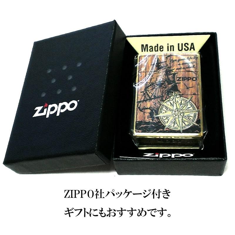 ZIPPO（ジッポー） ライター コンパス 真鍮いぶし仕上げ ゴールド 帆船