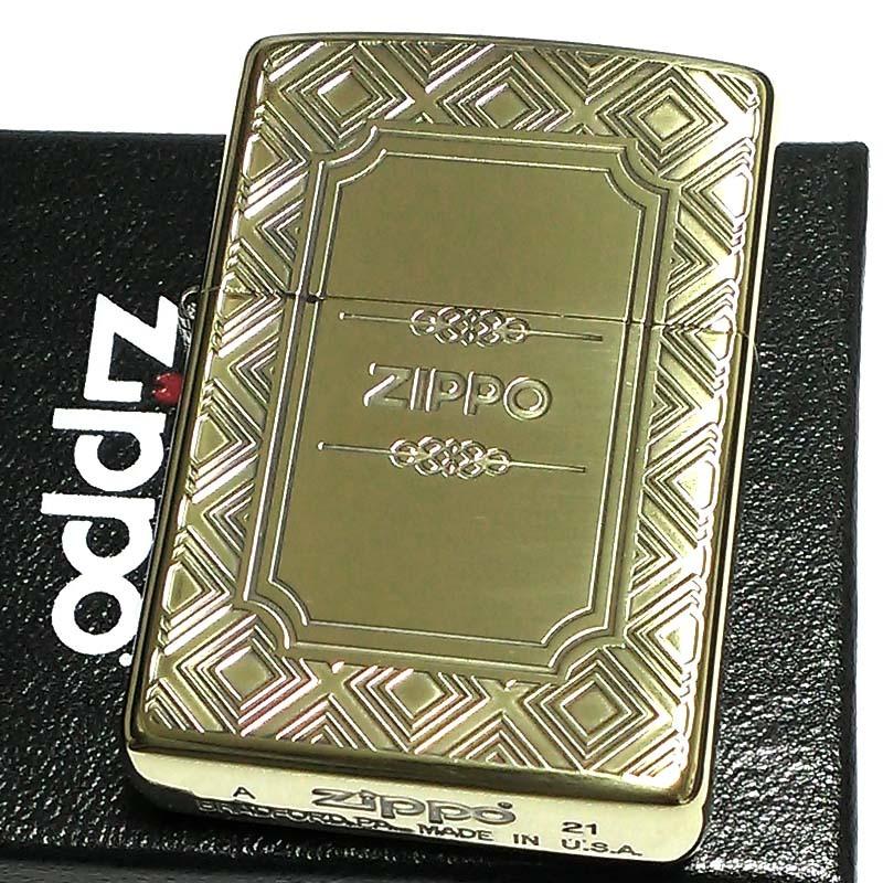 ZIPPO ライター かっこいい ジオメトリック 真鍮燻し ジッポ 両面加工 