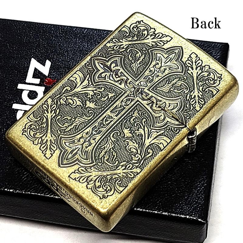 ヨーロッパアンティーク　真鍮製の祭壇用クロス　極上品 ZIPPO（ジッポー） ライター アラベスク おしゃれ ゴールド クロス