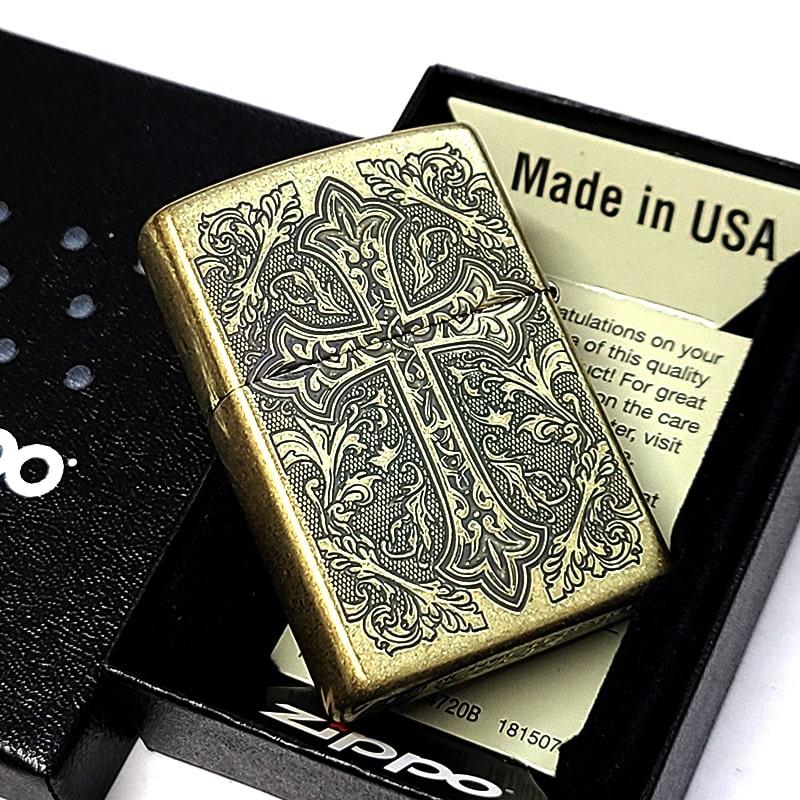 ZIPPO（ジッポー） ライター アラベスク おしゃれ ゴールド クロス
