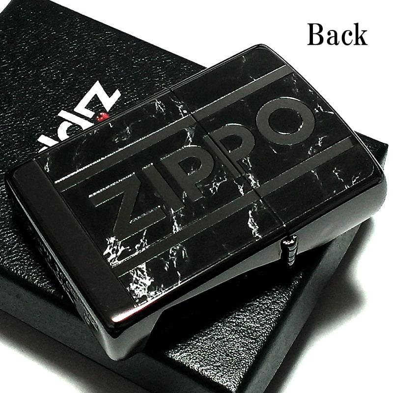 ZIPPO ライター Logo Marble ジッポ ロゴ 黒大理石 ニッケルブラック 