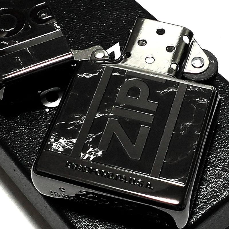 ZIPPO ライター Logo Marble ジッポ ロゴ 黒大理石 ニッケルブラック 