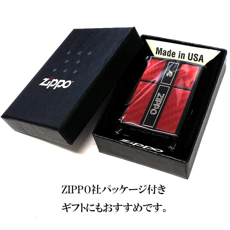 ZIPPO（ジッポー） 訳あり ライター レッドカーボン ロゴ フレーム 銀 