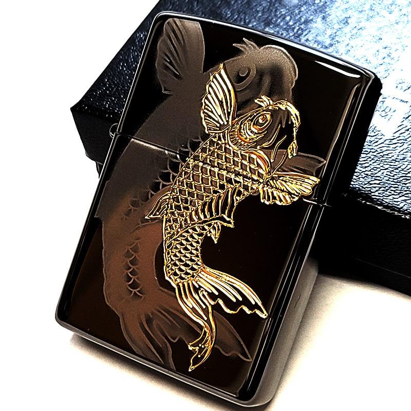 ZIPPO（ジッポー） ライター 鯉 細密レーザー彫刻＆金差し 和柄