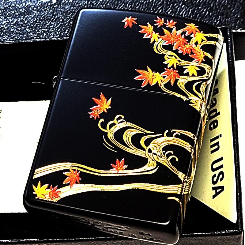ZIPPO（ジッポー） ライター 和柄 楓 艶消し 紅葉 金差し ジッポ