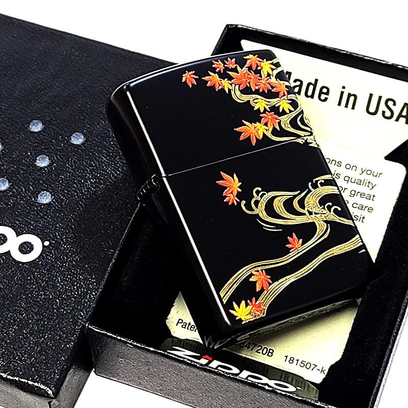 ZIPPO（ジッポー） ライター 和柄 楓 艶消し 紅葉 金差し ジッポ 