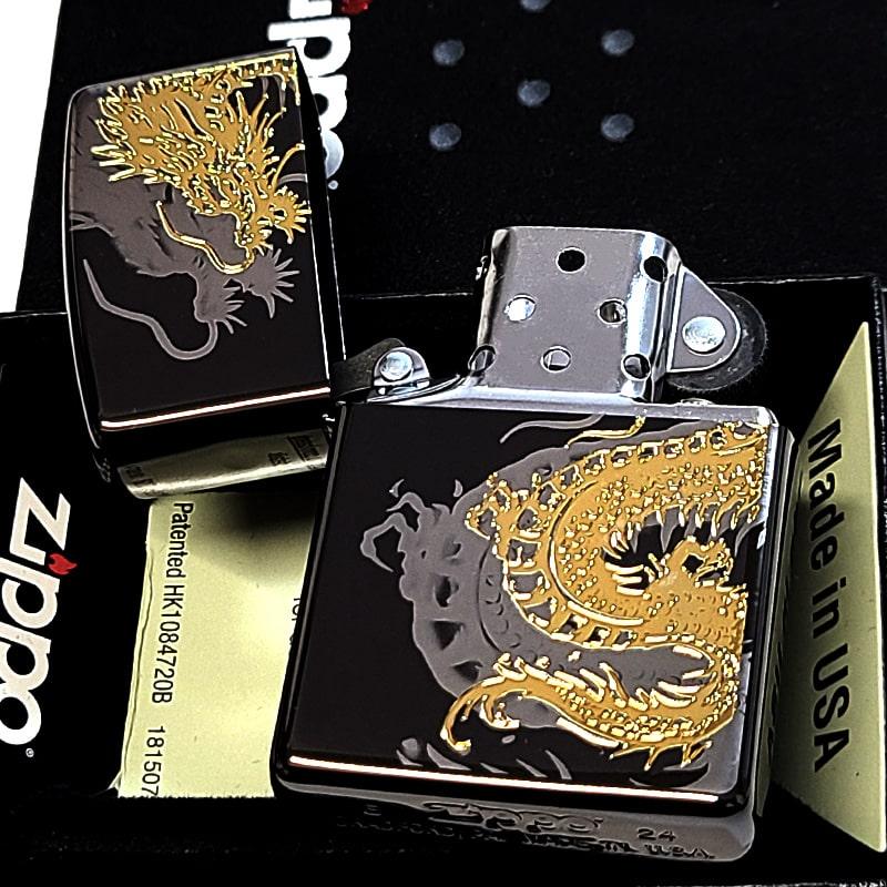 ZIPPO（ジッポー） ライター 龍 細密レーザー彫刻＆金差し 和柄