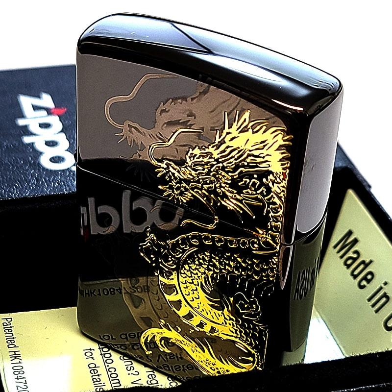 ZIPPO（ジッポー） ライター 龍 細密レーザー彫刻＆金差し 和柄