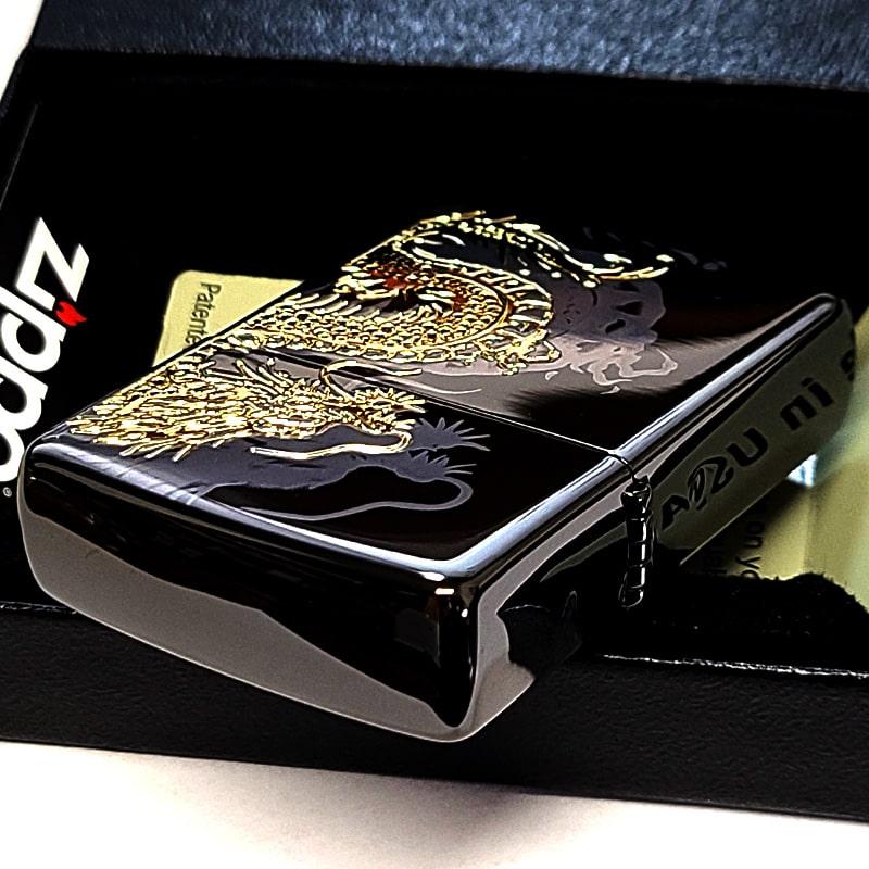 ZIPPO（ジッポー） ライター 龍 細密レーザー彫刻＆金差し 和柄