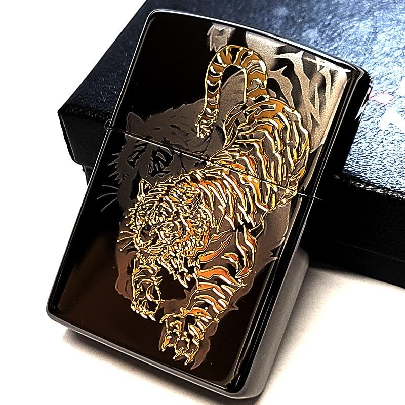 ZIPPO（ジッポー） ライター 虎 細密レーザー彫刻＆金差し 和柄
