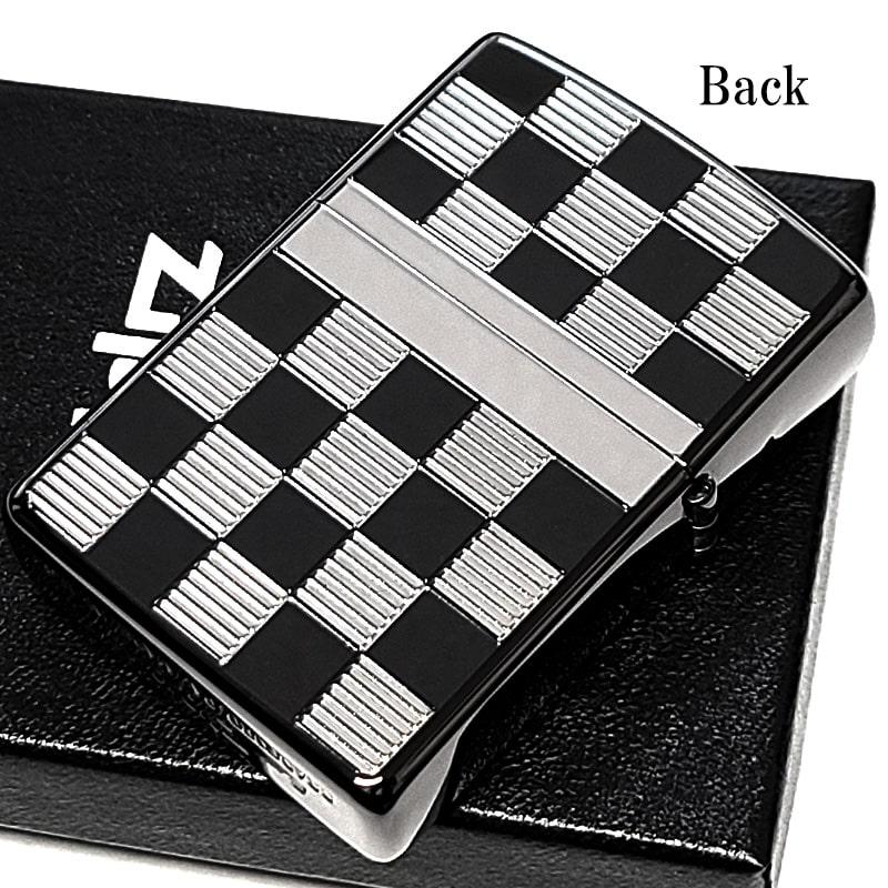 ZIPPO（ジッポー） ライター おしゃれ チェック柄 ブラック＆シルバー