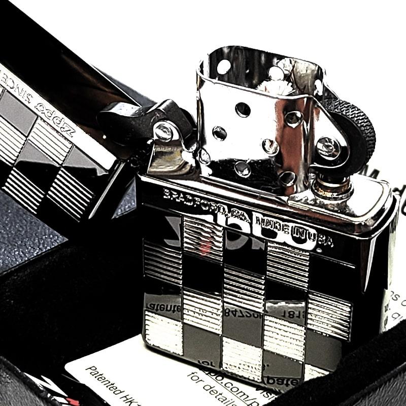 ZIPPO（ジッポー） ライター おしゃれ チェック柄 ブラック＆シルバー