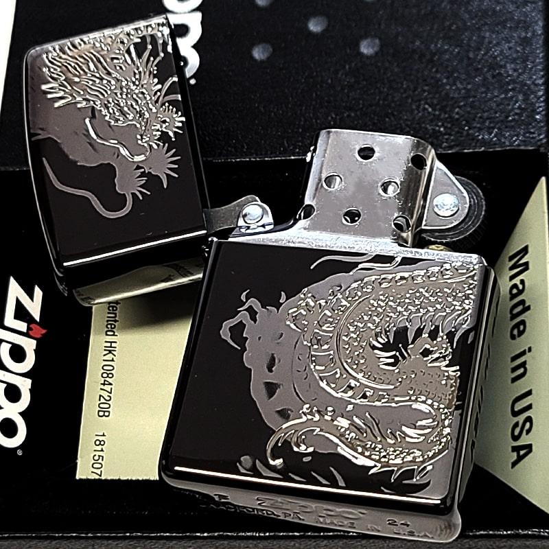 ZIPPO（ジッポー） 和柄 龍 細密レーザー彫刻＆銀差し ジッポ ライター