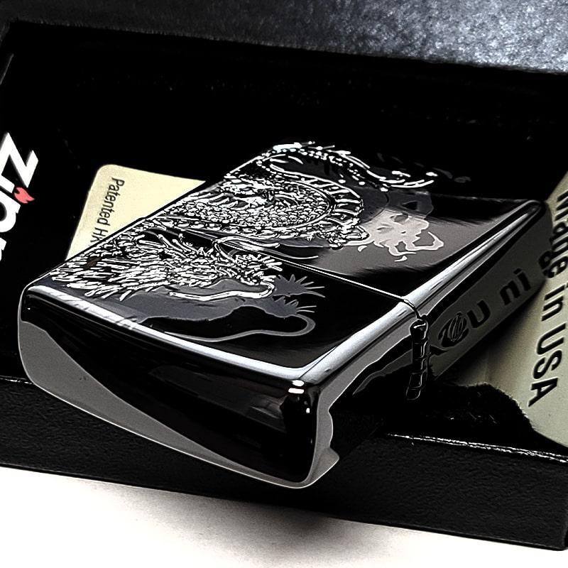 ZIPPO 和柄 龍 細密レーザー彫刻＆銀差し ジッポ ライター
