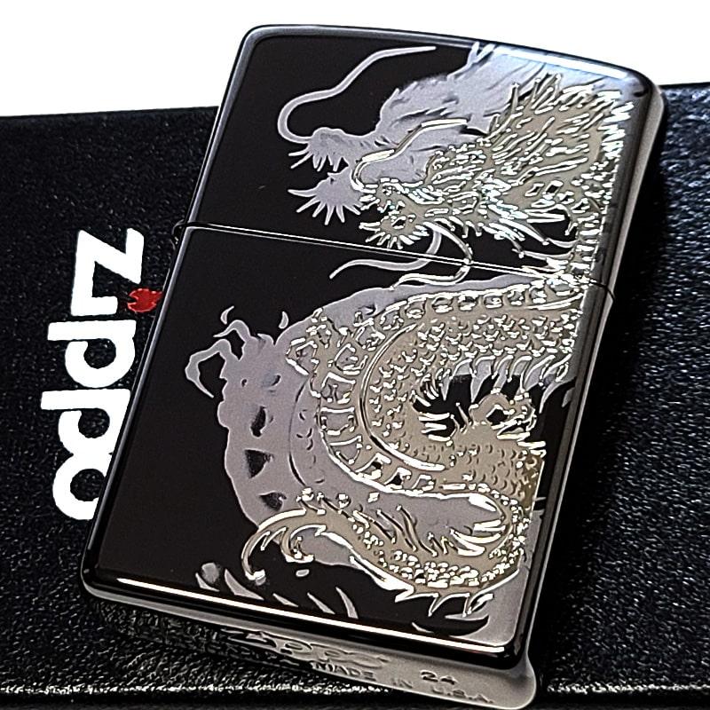 ZIPPO 和柄 龍 細密レーザー彫刻＆銀差し ジッポ ライター