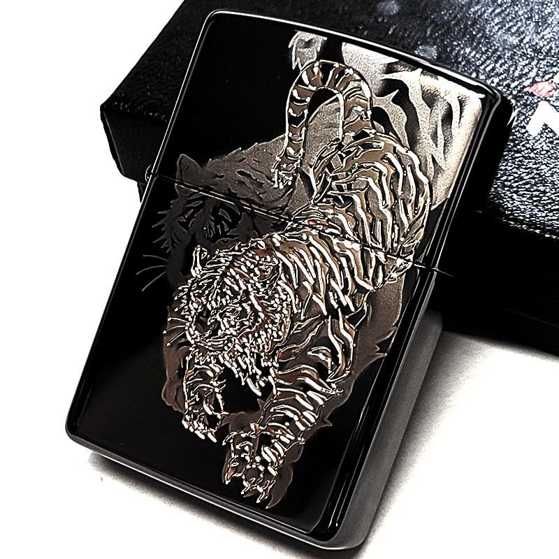 ZIPPO 虎柄　未使用 ZIPPO（ジッポー） ライター 和柄 虎 ジッポ お守り ブラックニッケル